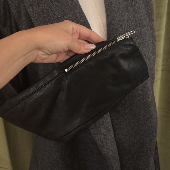 Theory gray/black wool/cashmere/ lamb leather open front jacket, M - Picture 6 of 11